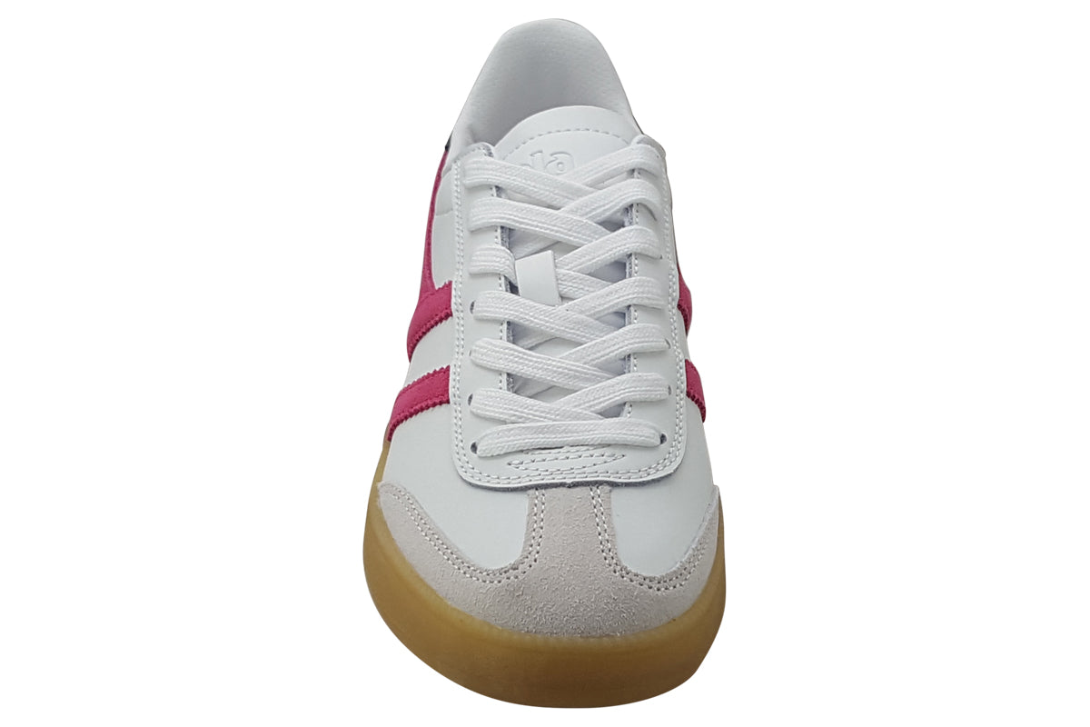gola viper leather white fuschia evergreen gum trainers top