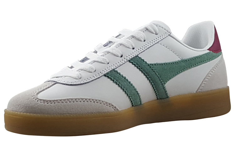 Gola Viper Leather CLB744 White/Green Mist/Cerise/Gum Womens Fashion Trainers