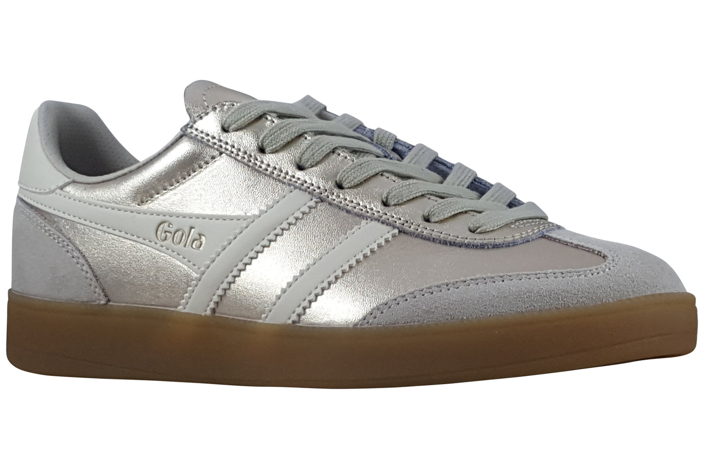 gola viper metallic clb783 womens trainers gold off white gum right