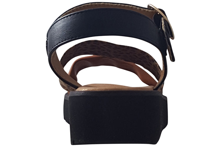 Heavenly Feet Fleur Black/Leopard/Tan Womens Sandals