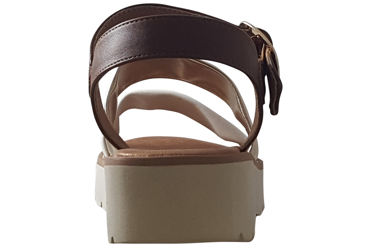 Heavenly Feet Fleur Tan/Gold/White Womens Sandals