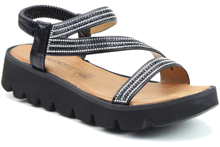 Heavenly Feet Fresco Black Womens Sandals