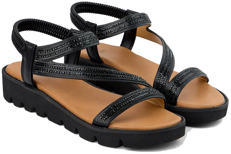 Heavenly Feet Fresco Black Womens Sandals