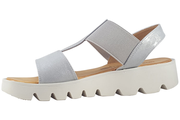 Heavenly Feet Ritz Shimmer Silver Womens Sandals