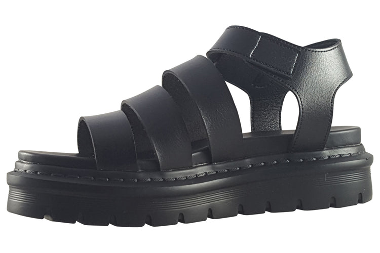 Heavenly Feet Saffron Black Womens Sandals