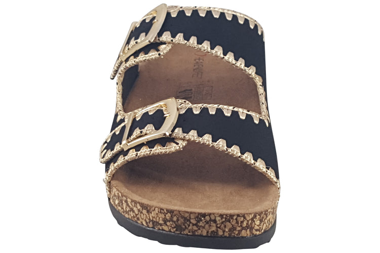 Heavenly Feet Sandy Black Womens Sandals