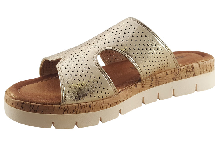 Heavenly Feet Shayla Gold Womens Sandals