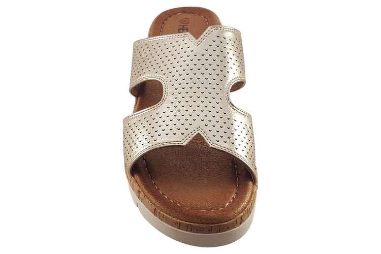 Heavenly Feet Shayla Gold Womens Sandals