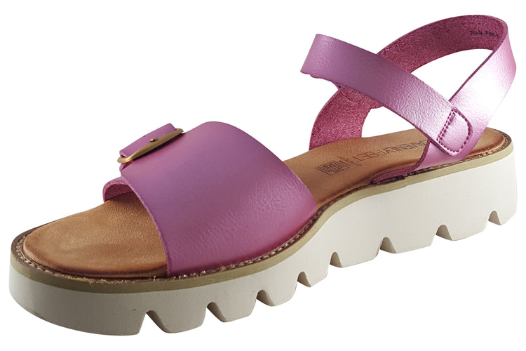 Heavenly Feet Trudy Pink Met Womens Sandals