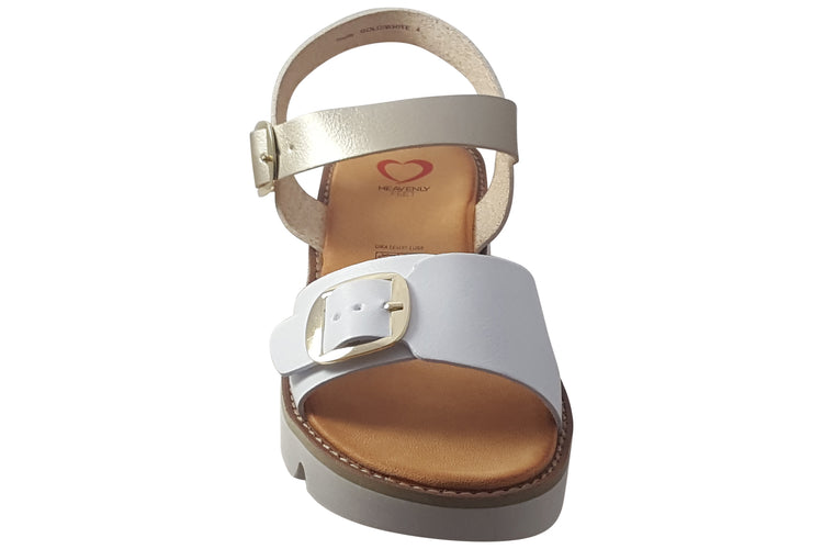 Heavenly Feet Trudy Gold/White Womens Sandals