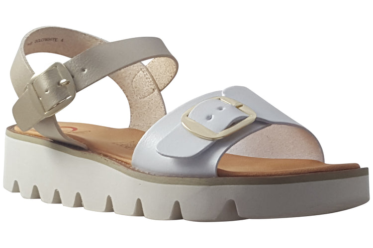 Heavenly Feet Trudy Gold/White Womens Sandals