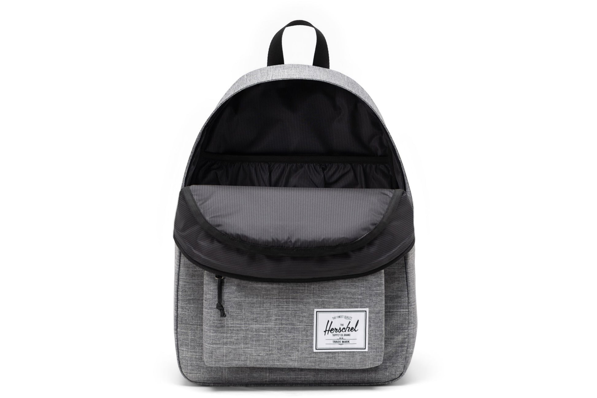 herschel-bags-classic-backpack-back-packs-raven-crosshatch-front-open