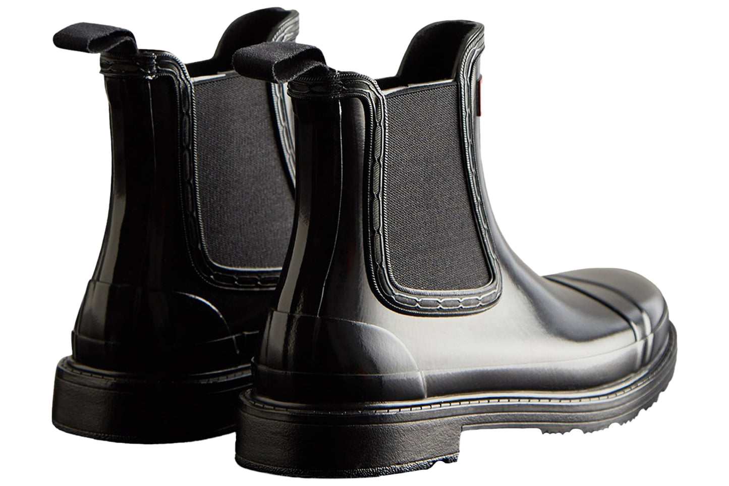 Hunter Commando Gloss Black Womens Wellingtons