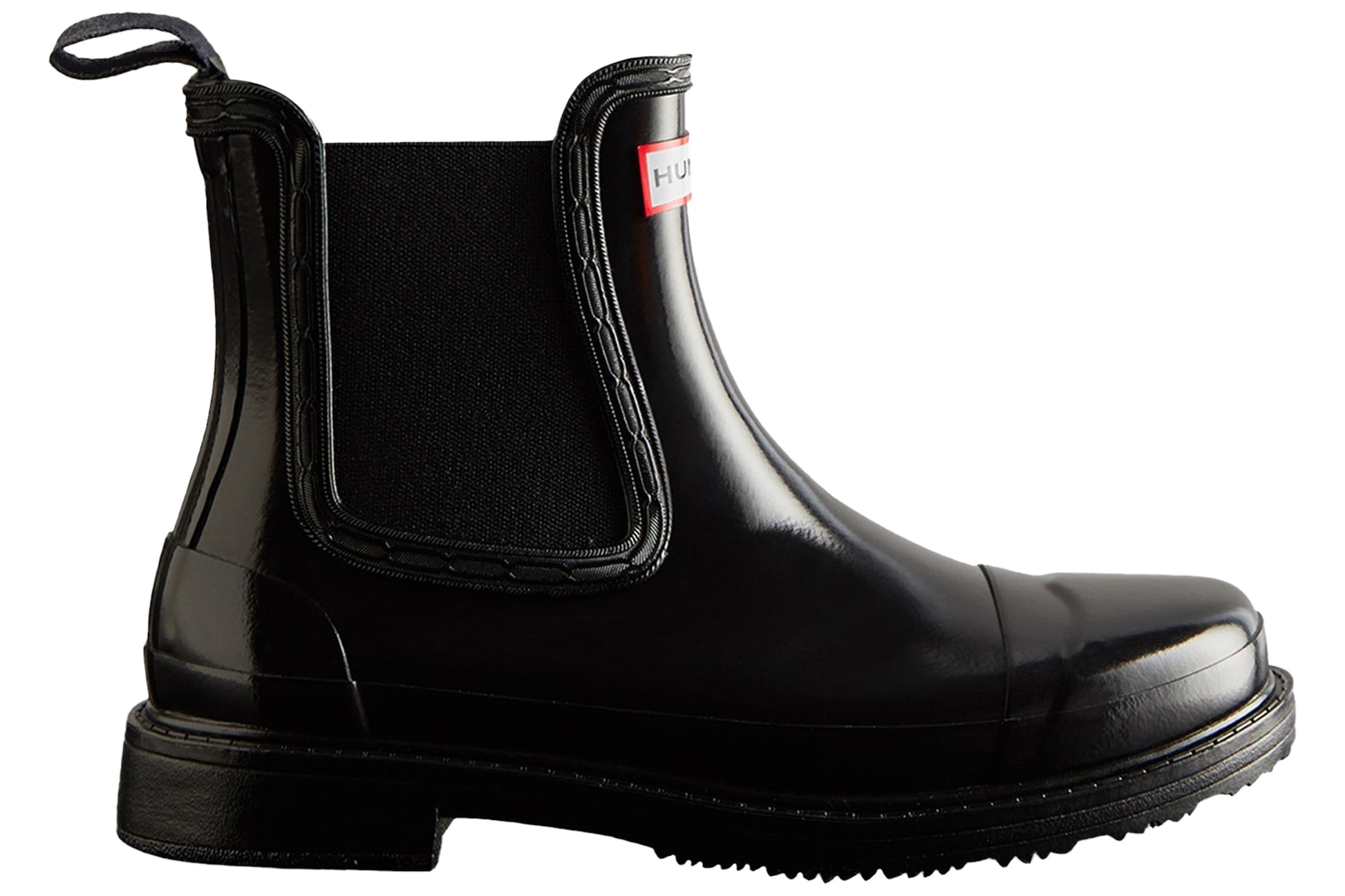 hunter-commando-gloss-black-patterned-wellingtons-right-flat