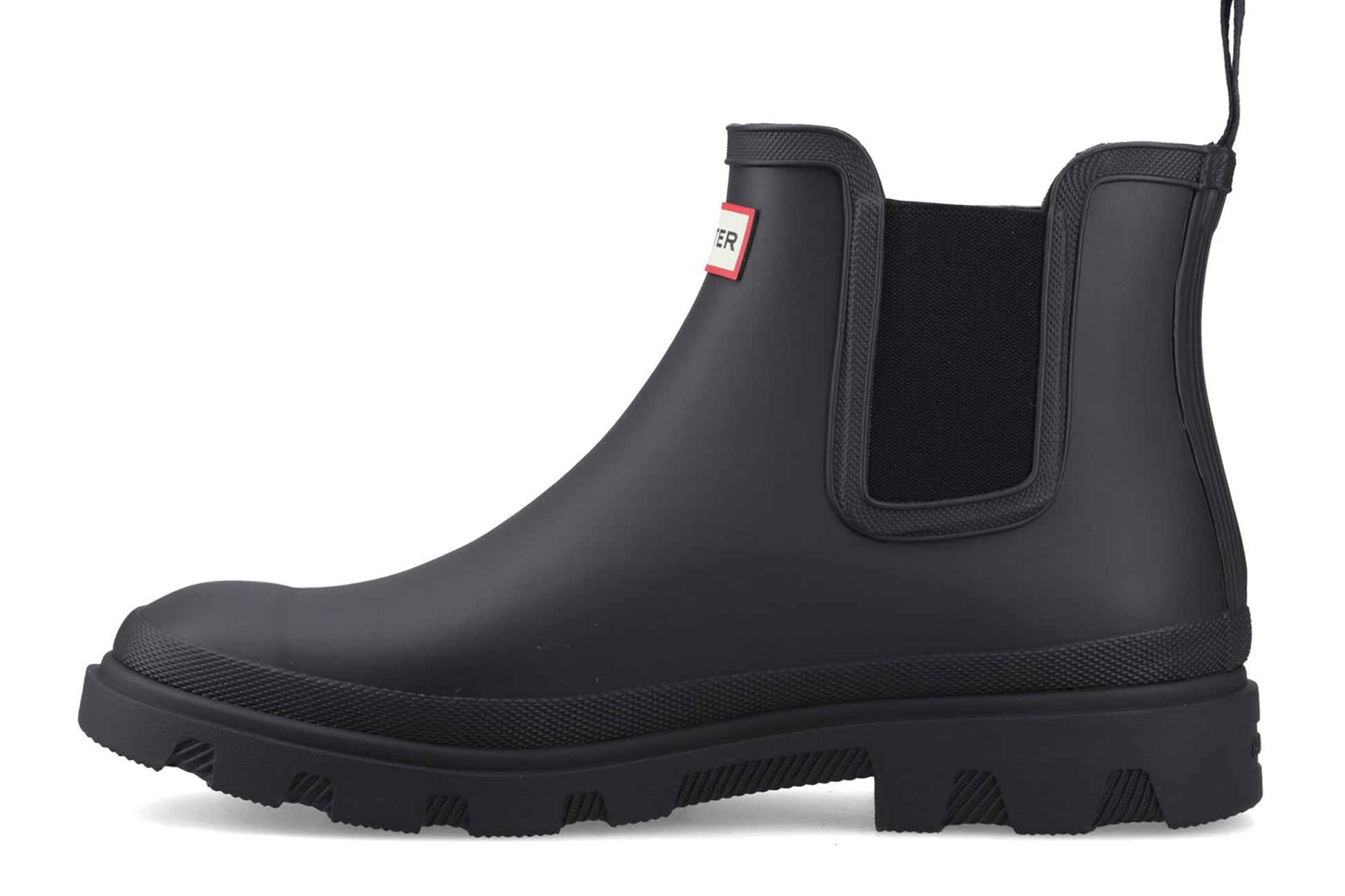 hunter-downpour-chelsea-black-patterned-wellingtons-left-flat