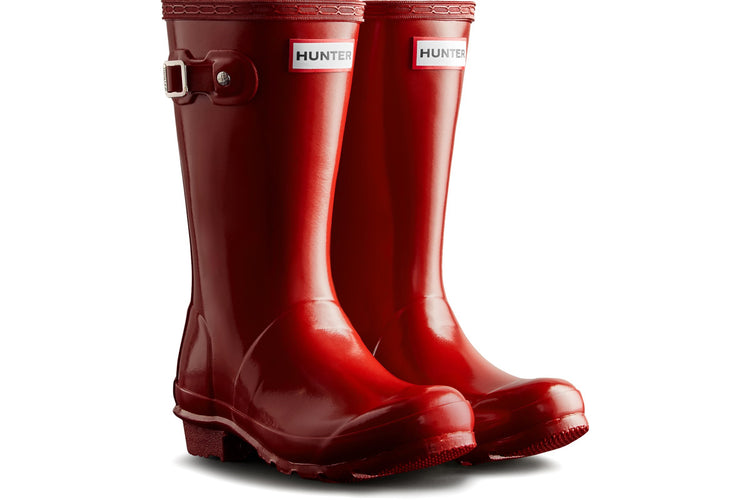 Hunter Junior Orignals Gloss Boot Military Red Boys Wellingtons