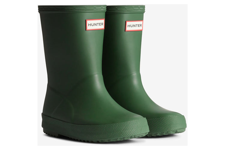 Hunter Kids First (Matte) Green Boys Wellingtons