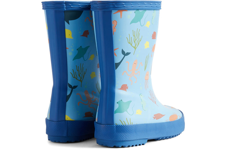 Hunter Kids First Classic Amplifying Blue/Dragonfly Blue Boys Wellingtons