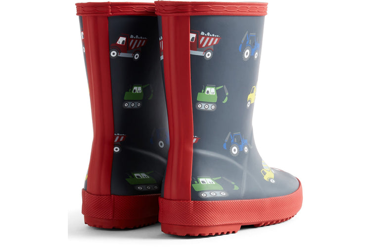Hunter Kids First Construction Hunter Navy/Military Red Boys Wellingtons