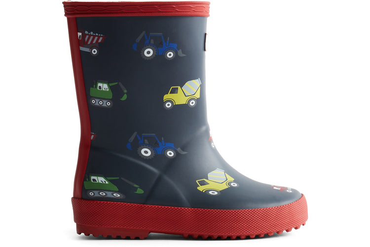 Hunter Kids First Construction Hunter Navy/Military Red Boys Wellingtons
