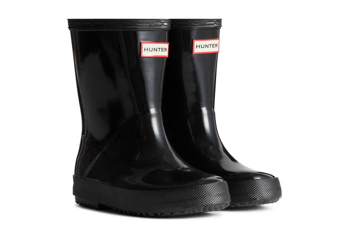 Hunter Kids First (Gloss) Black Girls Wellingtons