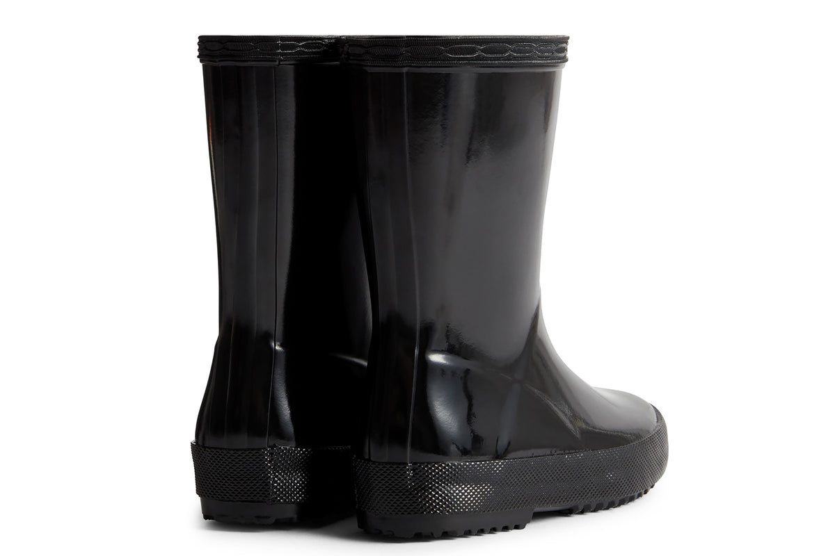 Hunter Kids First (Gloss) Black Girls Wellingtons