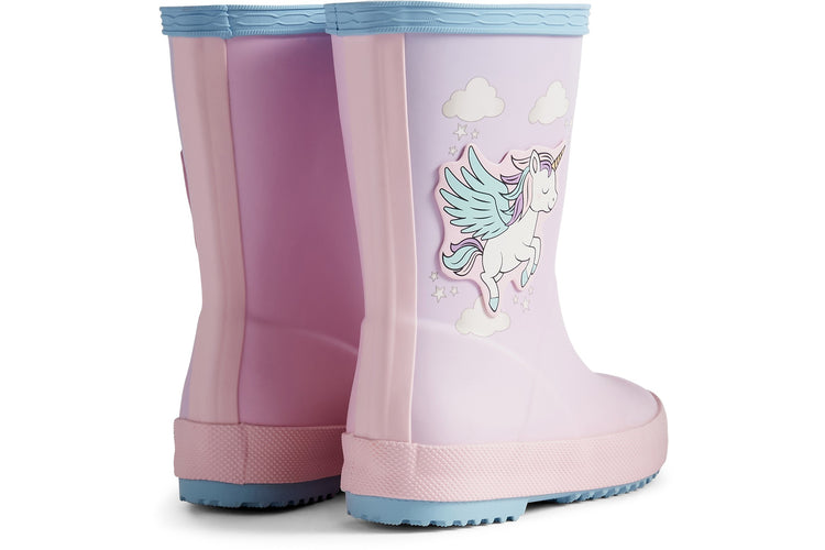 Hunter Kids First Unicorn Print Blue Frost/ Parfait Pink Girls Wellingtons