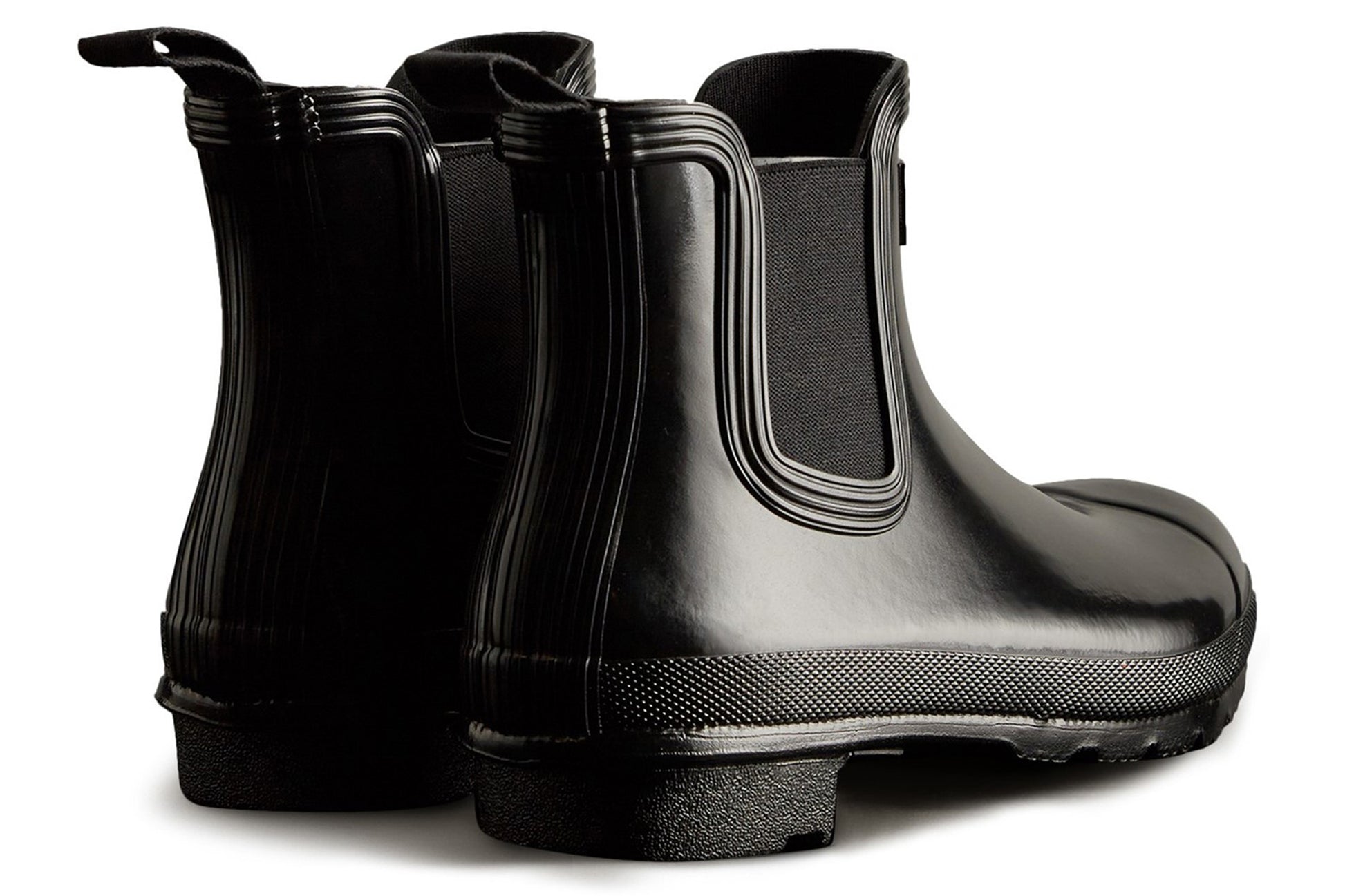 hunter-original-chelsea-gloss-black-patterned-wellingtons-back-pair