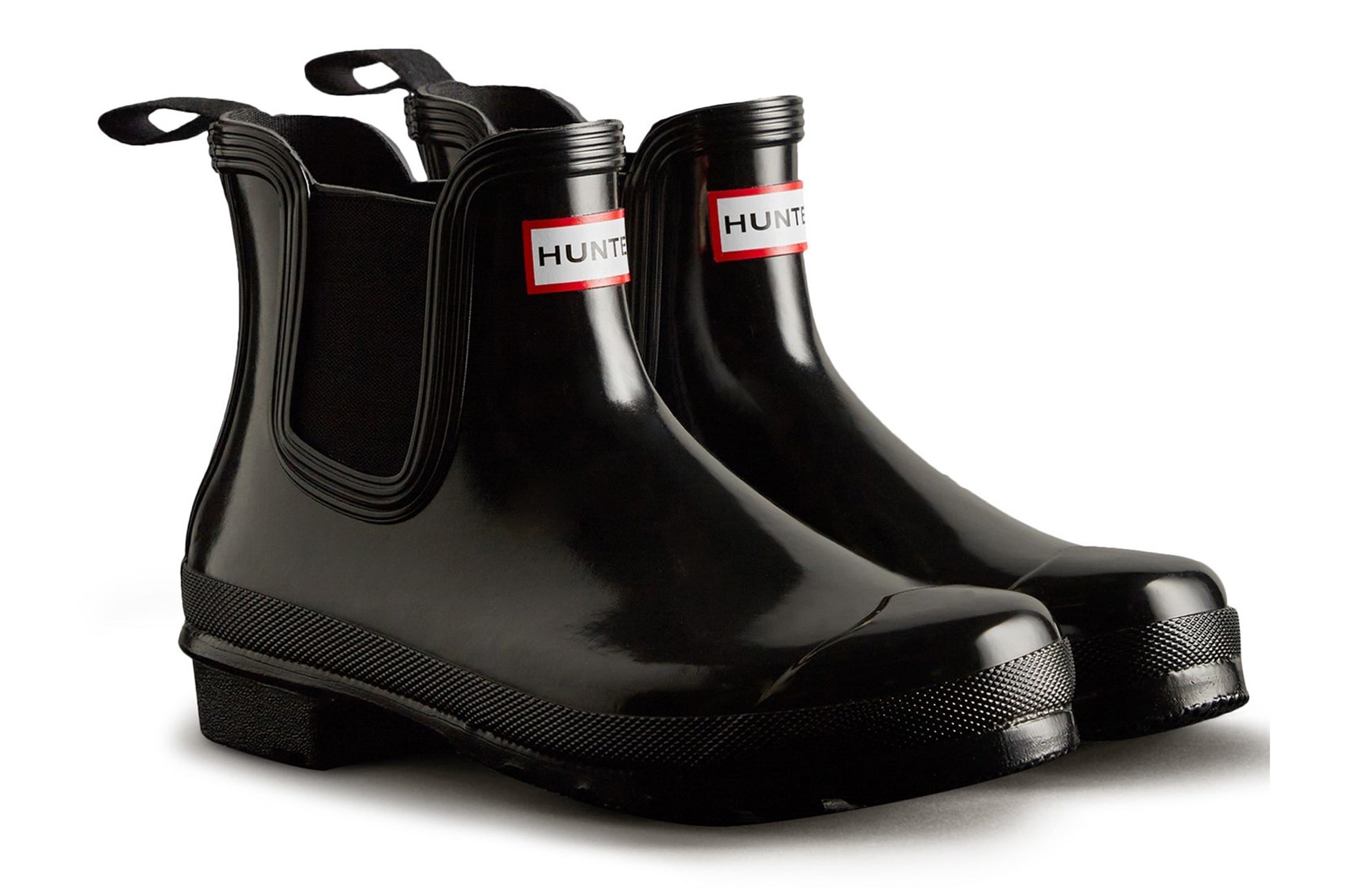 hunter-original-chelsea-gloss-black-patterned-wellingtons-right-angle-pair