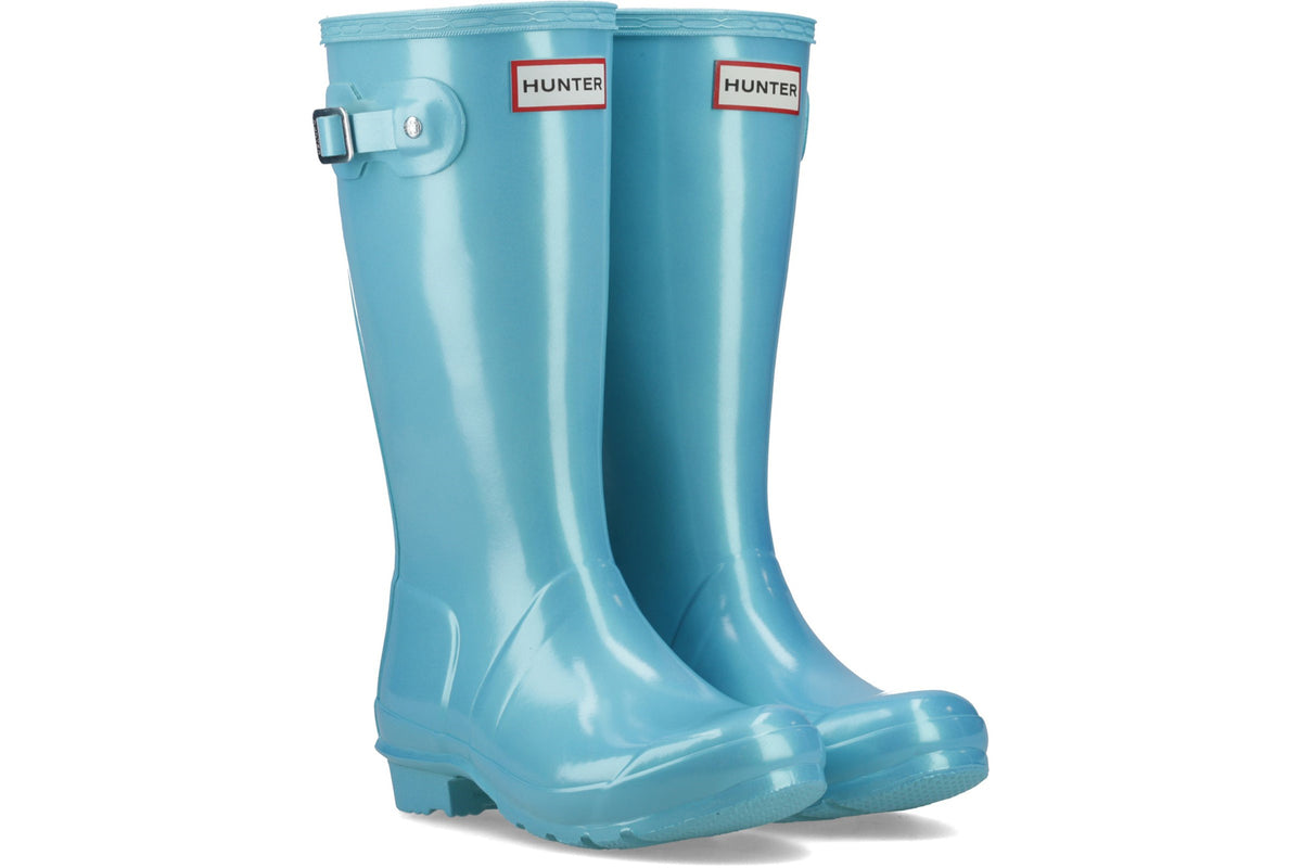 Hunter Original Pearlised Pool Blue Boys Wellingtons