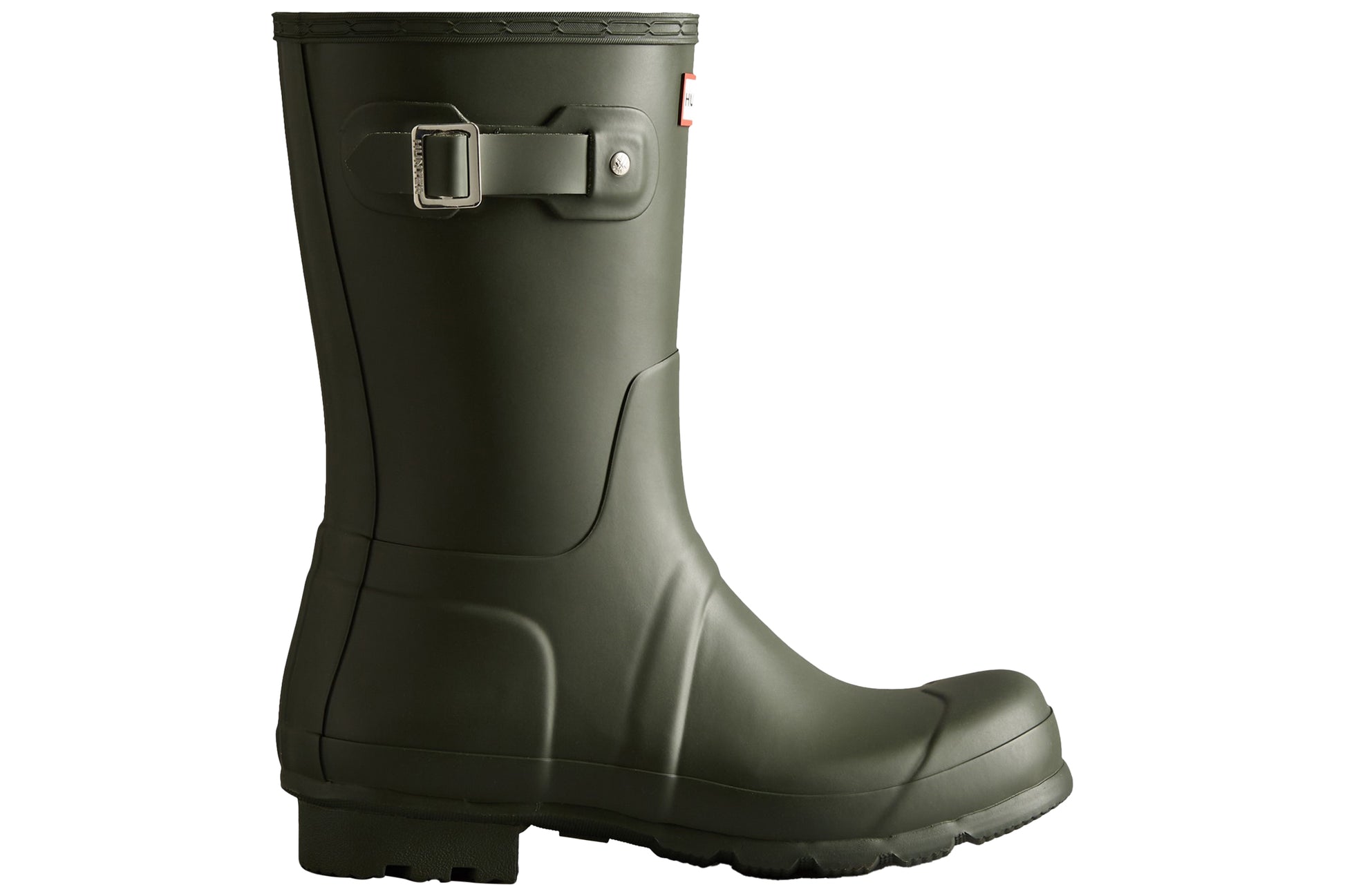 hunter-original-short-wellington-boots-dark-olive-plain-rubber-wellingtons-right-flat