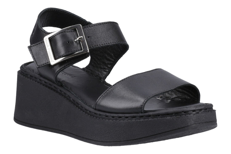 Hush Puppies Beatrix Wedge Black Womens Sandals