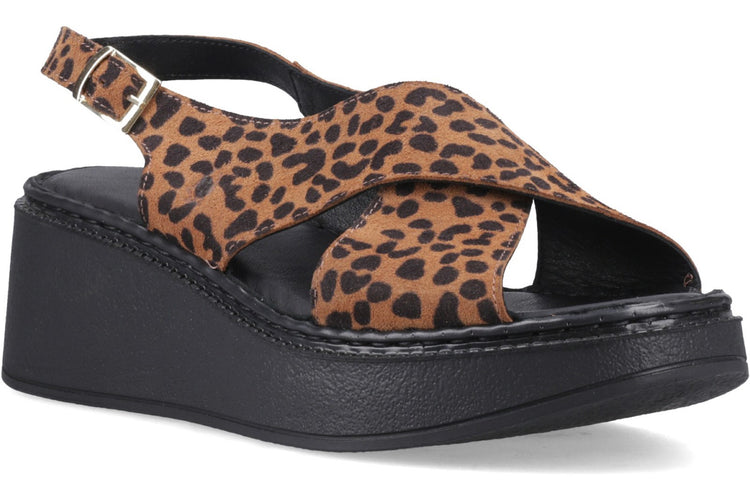 Hush Puppies Bex Wedge Leopard Womens Sandals