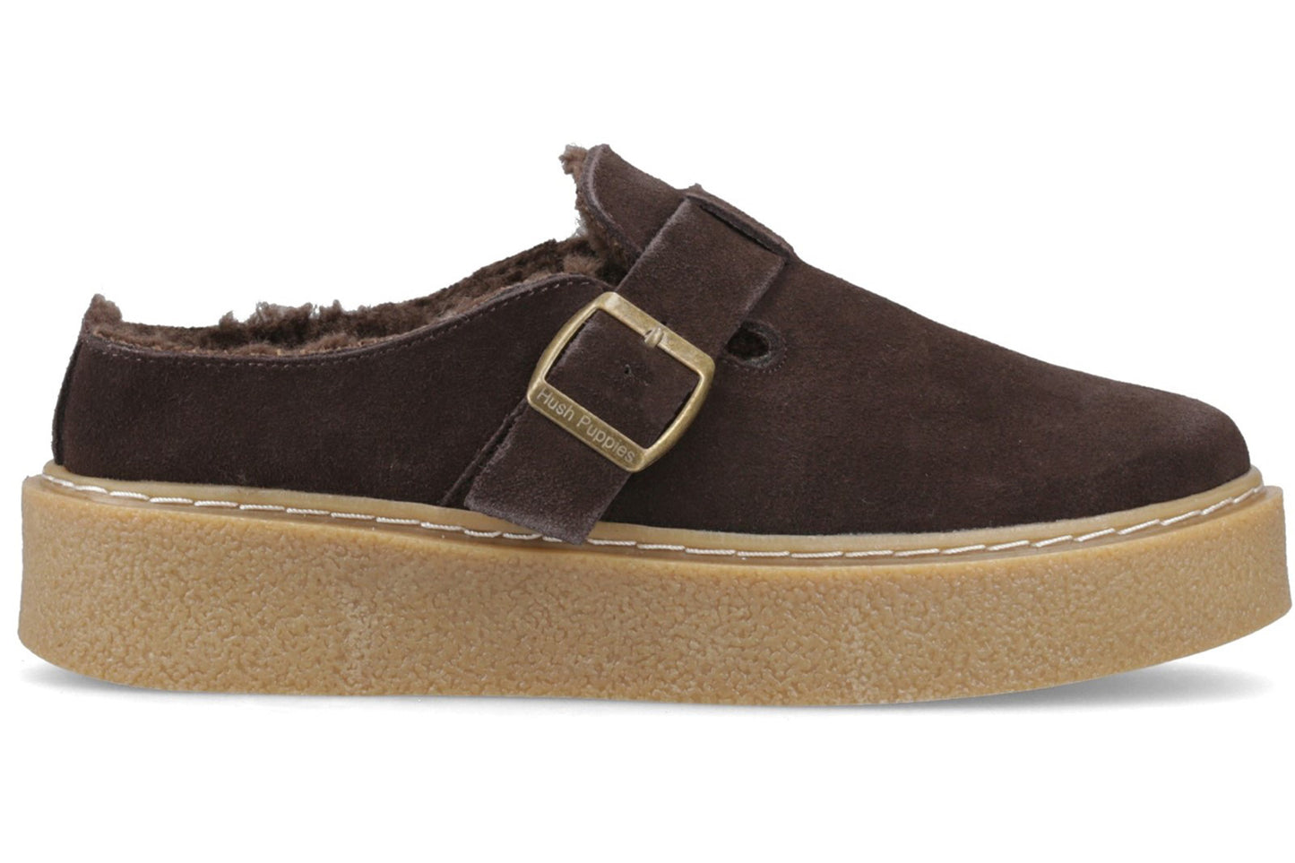 Hush Puppies Blanche Fur Mule Chocolate Womens Shoes