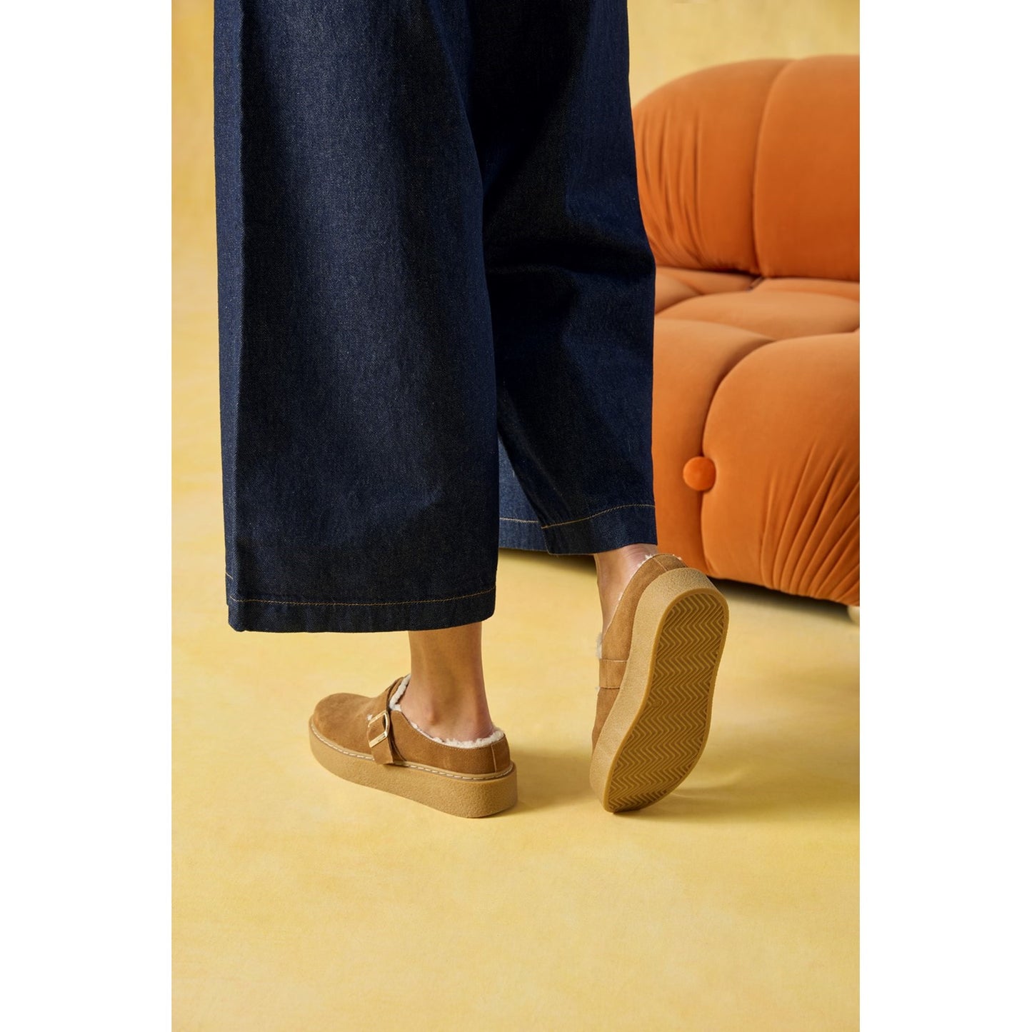 Hush Puppies Blanche Fur Mule Tan Womens Shoes