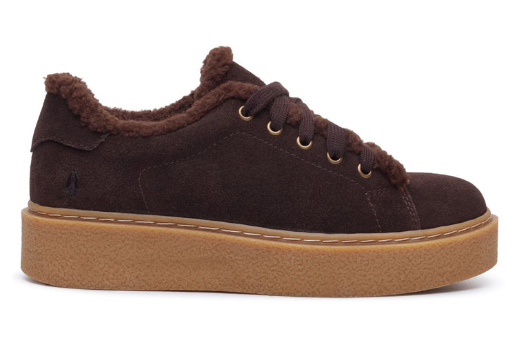 Hush Puppies Brinlee Fur Trainer Brown Womens Fashion Trainers