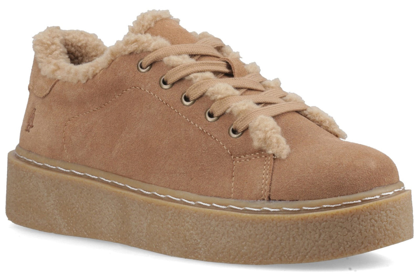 Hush Puppies Brinlee Fur Trainer Light Tan Womens Fashion Trainers