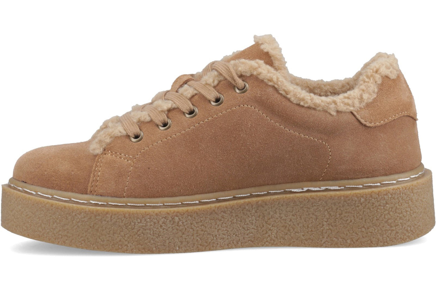 Hush Puppies Brinlee Fur Trainer Light Tan Womens Fashion Trainers
