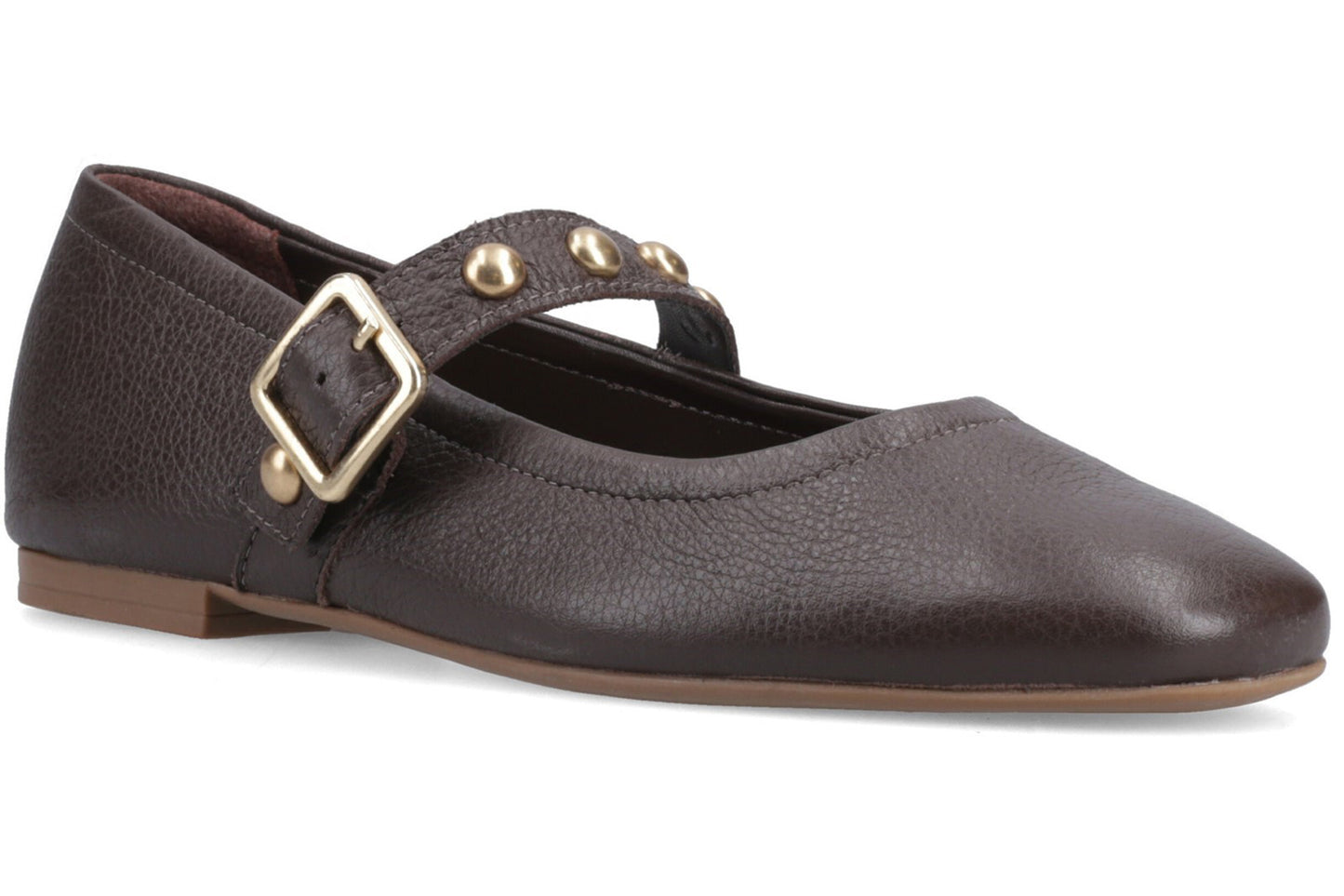 Hush Puppies Charlene Stud Ballerina Chocolate Womens Shoes