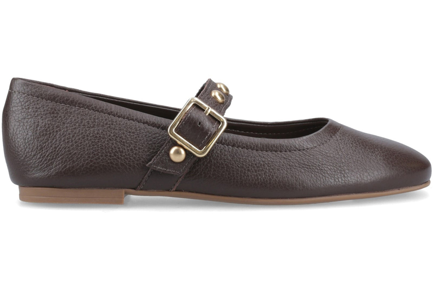 Hush Puppies Charlene Stud Ballerina Chocolate Womens Shoes