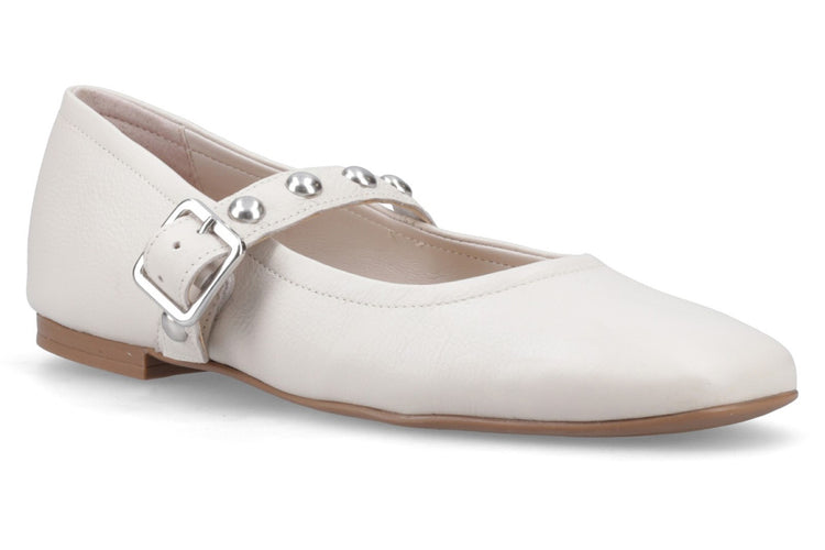 Hush Puppies Charlene Stud Ballerina Ivory Womens Shoes