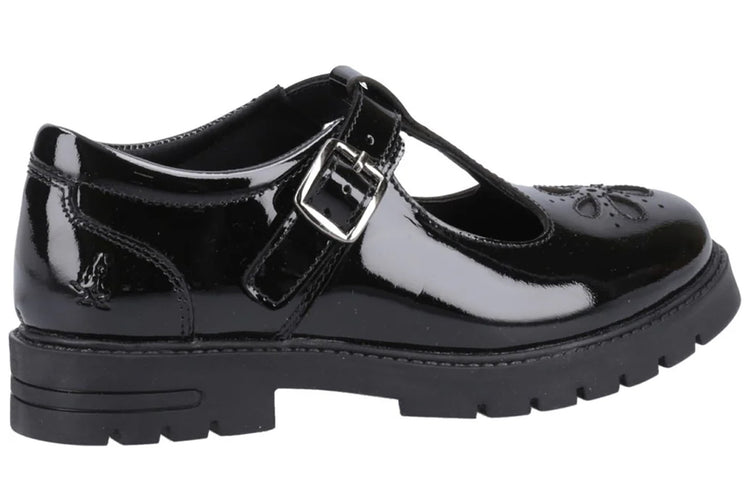 Hush Puppies Fiona T-Bar Black Patent Girls School Shoes