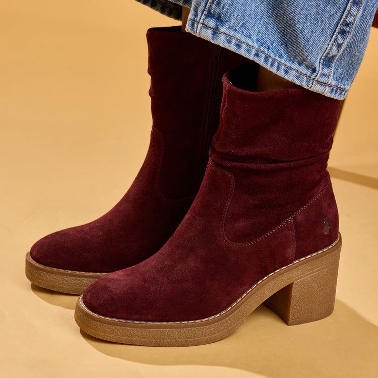 Hush Puppies Floral Ruched Plum Womens Boots