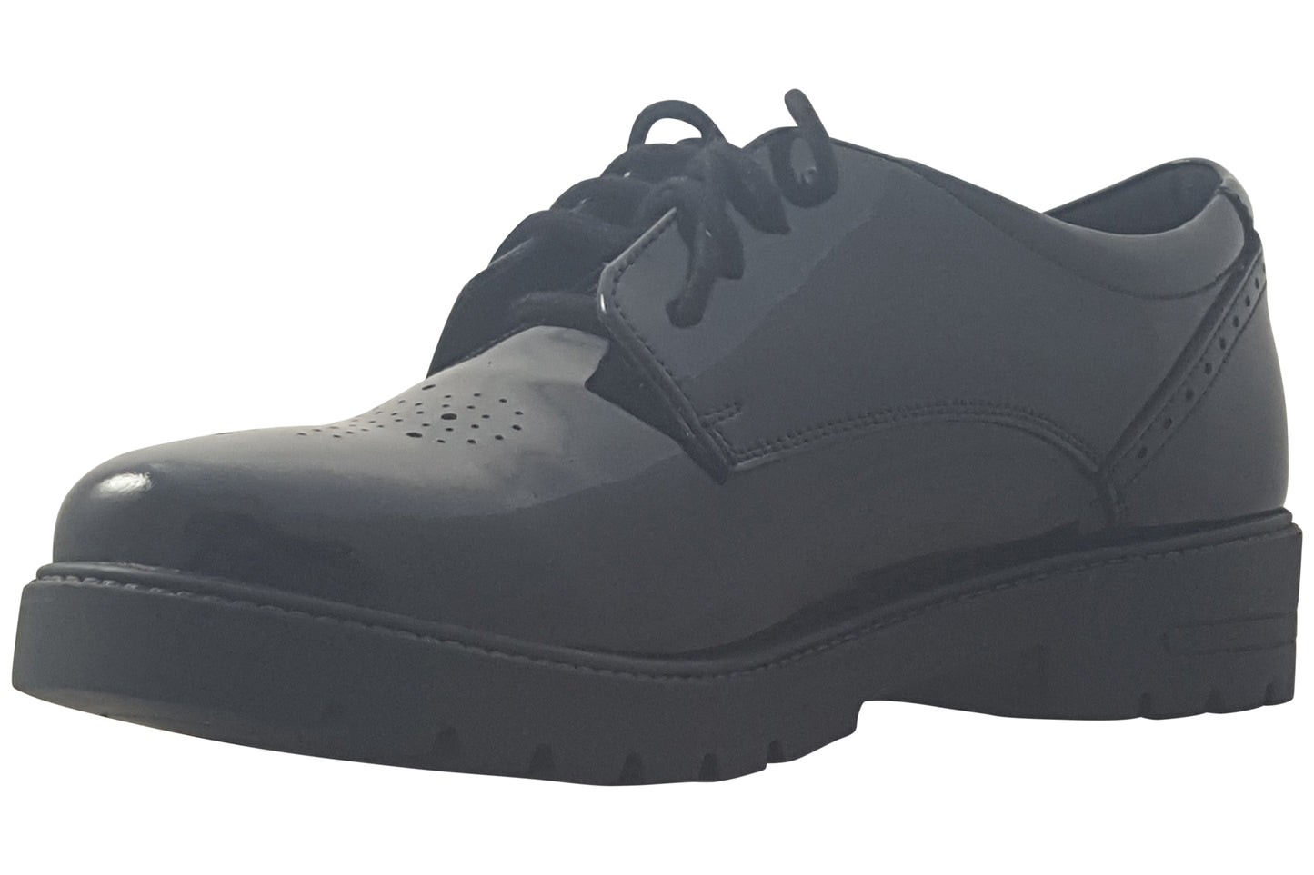 Hush Puppies Jayne Senior Black Patent Girls School Shoes