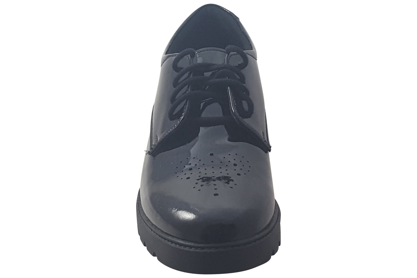 Hush Puppies Jayne Senior Black Patent Girls School Shoes