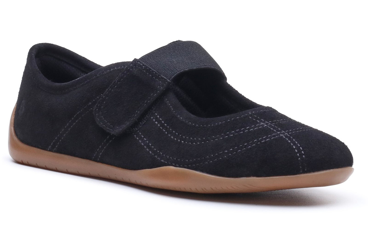 Hush Puppies Juno Sneakerina Black Suede Womens Shoes