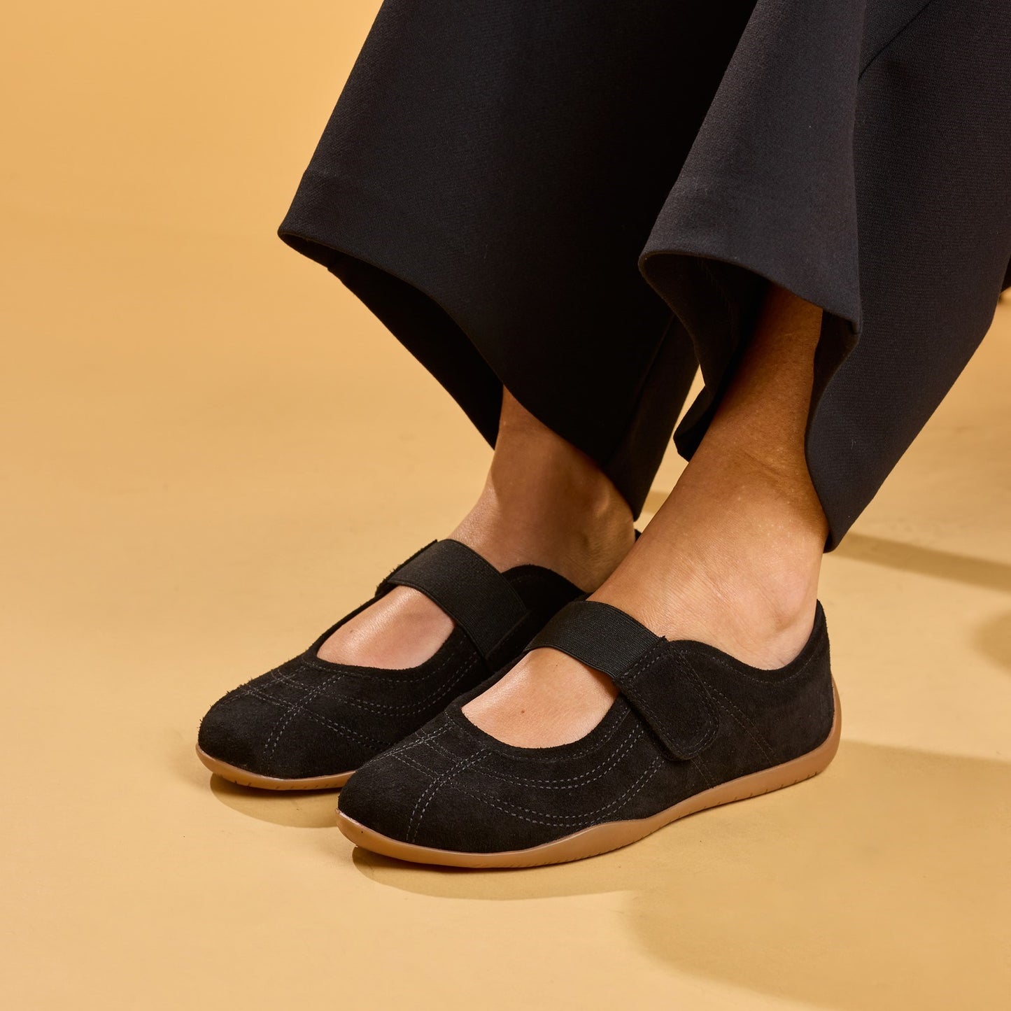 Hush Puppies Juno Sneakerina Black Suede Womens Shoes