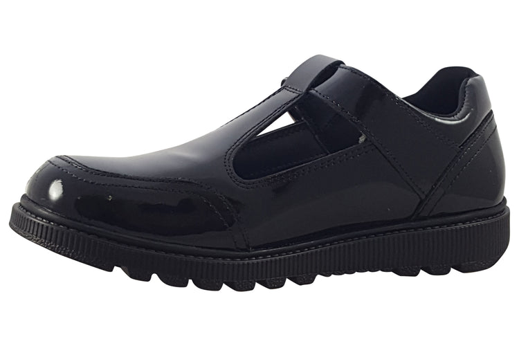 Hush Puppies Kerry Black Patent Girls School Shoes