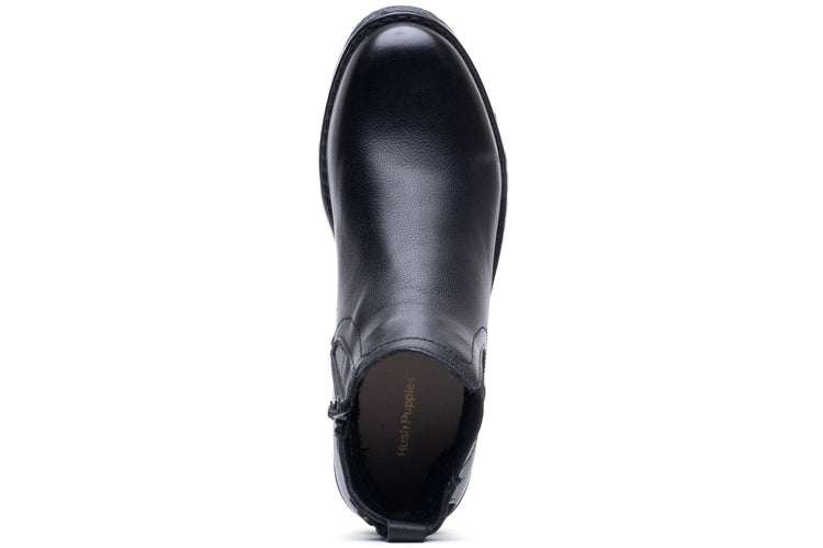Hush Puppies Maddy Black Leather Womens Boots