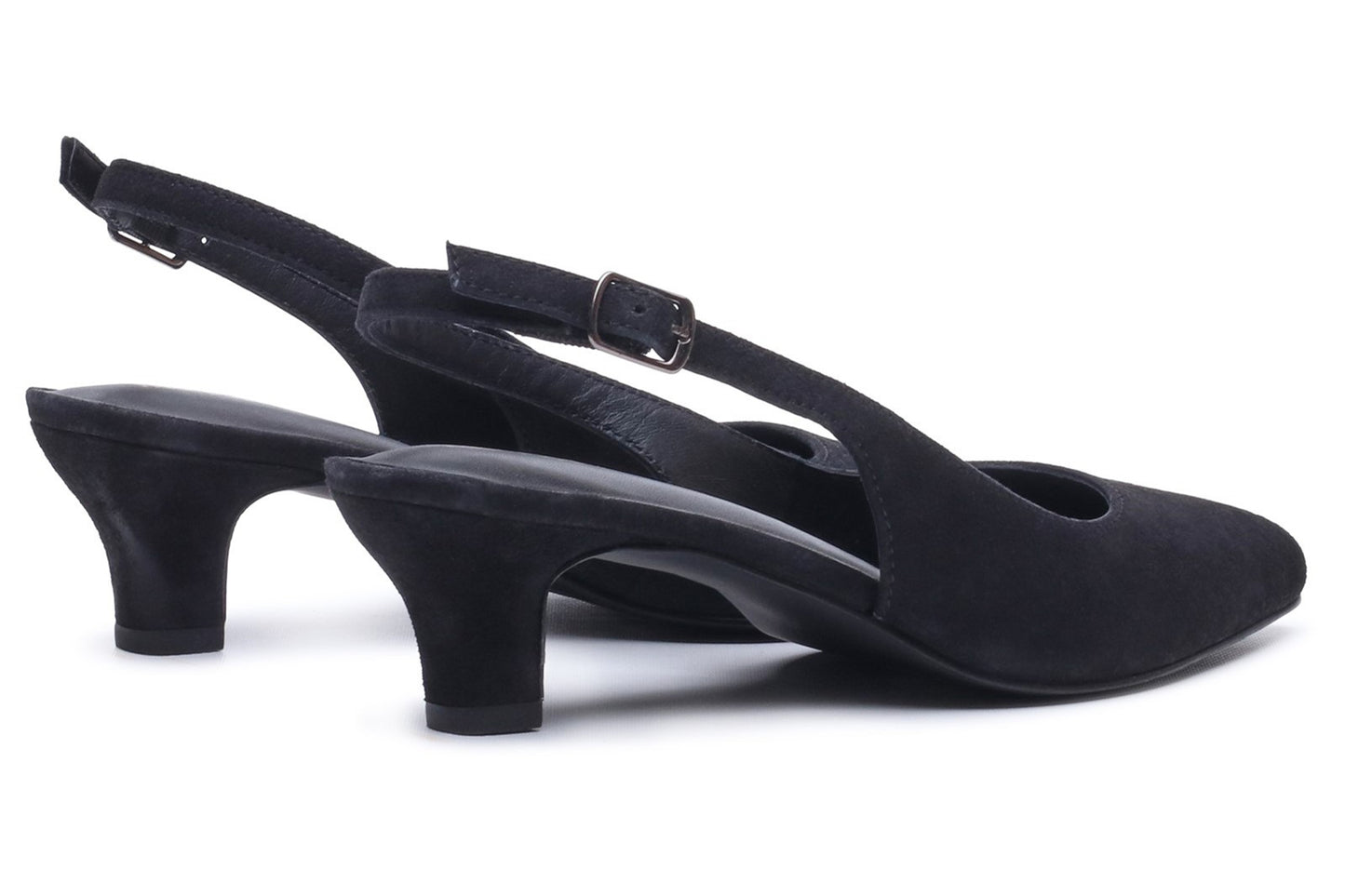 Hush Puppies Nahla Buckle Kitten Heel Black Womens Shoes